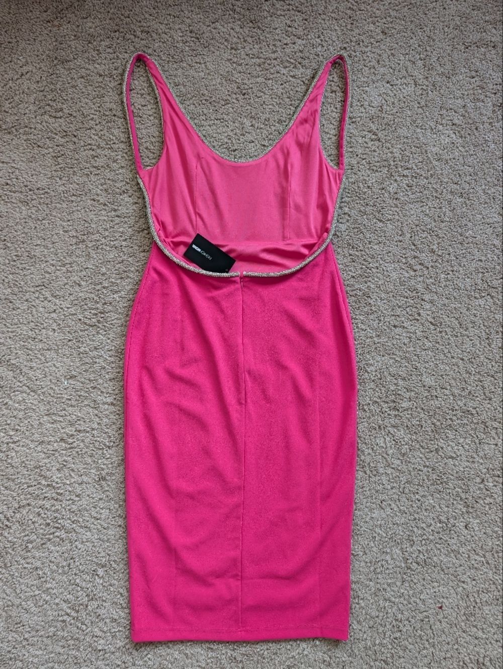 Fashion Nova Womens Pink Shanel Backless Rhinetsone Midi Dress NWT Size Large - Picture 7 of 13